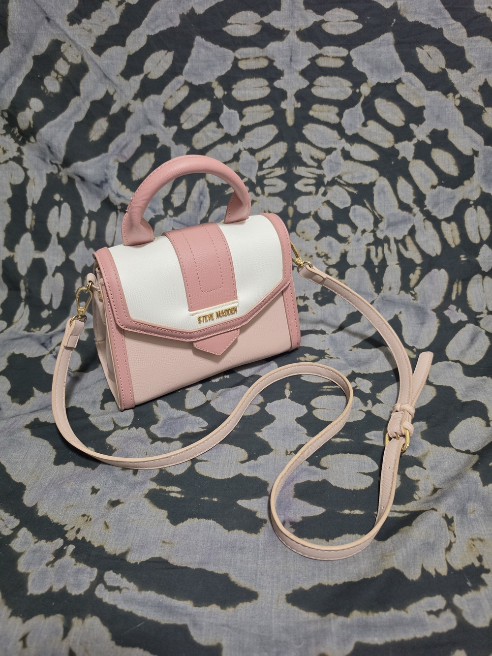 Steve Madden Pink & White Mini Top-Handle Crossbody